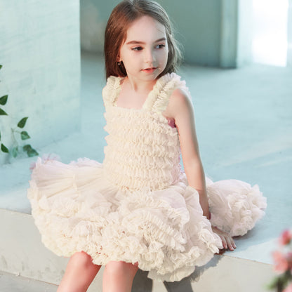 DUNNMALL  High Quality Modal Cotton Soft Mesh  Summer Girls Tutu Dress Children Campus Gauzy Dance Dress