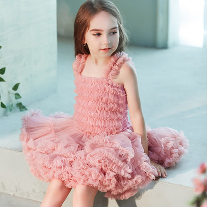 DUNNMALL  High Quality Modal Cotton Soft Mesh  Summer Girls Tutu Dress Children Campus Gauzy Dance Dress