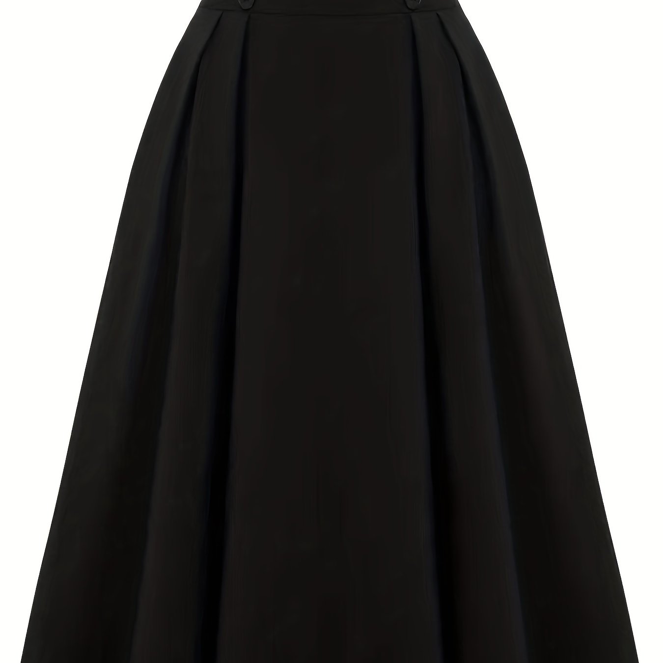 Versatile Solid Pleated Skirts, Elegant Button Front High Waist Skirts, Women's Clothing