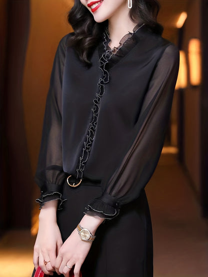 Long Sleeve Blouse, Elegant Casual Top, Women's Clothing