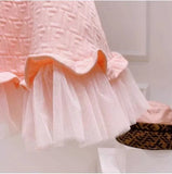 Children's Pink Casual Skirt Luxury Designer Brand Fashion Dress Girls Net Yarn Short-sleeved Princess Dress for Kids