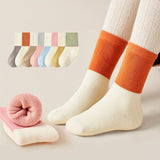 8pairs Baby Girls Terry Thickened Warm Comfy Crew Socks For Winter, Children's Fashion Color Block Socks