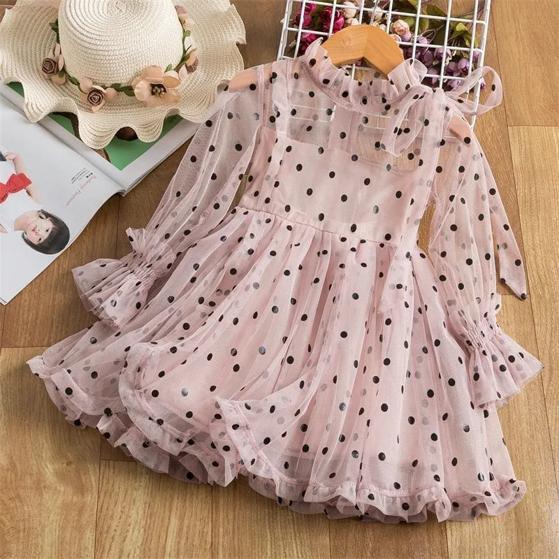 Girl's Dresses Cute Girls Dress Autumn Girl Dresses Fancy Flower Princess Dress Toddler Tutu Baby Kid Birthday Tulle Cloth Casual Wear 3 8Y