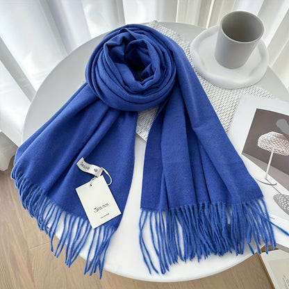 Women's Versatile Solid Color Coldproof And Windproof Warm Scarf, Soft Comfortable Outdoor Travel Scarf