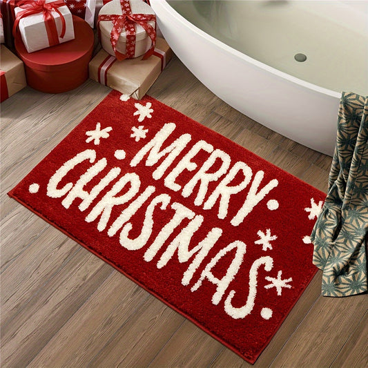 Ultra-Soft Plush Christmas Bathroom Mat - Anti-Slip, Water Absorbent Carpet for Laundry Room, Doorway & Bedside - Festive Home Decor Floor Rug, Christmas Decor