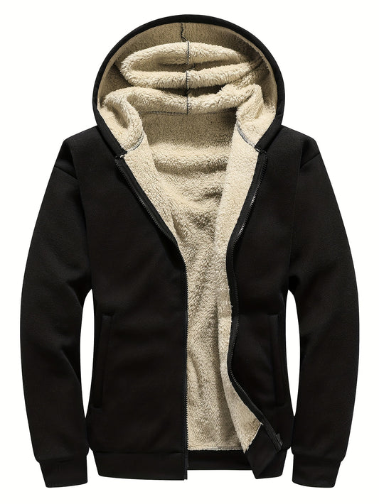 Plus Size Men's Long Sleeve Fleece Casual Zip Up Hoodies Hooded Sweatshirt Jacket Coats