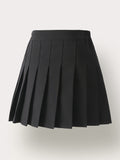 Chic Girls Black Pleated Mini Skirt with Integrated Safety Shorts - Summer School Uniform Essential for Parties