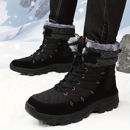 Winter Explorer Snow Boots - Insulated, Windproof, and Non-Slip Hiking Boots for Men with Fuzzy Lining, Thick Bottom, and Large Size Option for Climbing and Outdoor Activities in Snowy Weather