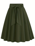 dunnmall  Retro A-line Skirt, Bowknot Front Skirt For Party, Performance, Every Day, Women's Clothing