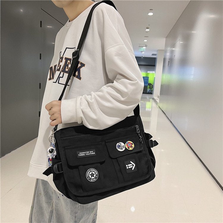 DUNNMALL Japanese Multi-Functional Men's Shoulder Bag Large Capacity Women's Messenger Bag  Spring New Simple Briefcase Trendy Bag