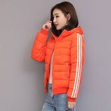 New short Chinese and American down cotton-padded clothes winter 2024 slim-fit hooded fashion cotton-padded clothes female students cotton-padded jacket tide