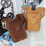 DUNNMALL Suohu Genuine Leather Men's Belt Bag Business Retro Crazy Horse Leather Belt Multifunctional Outdoor Sports Phone Waist Bag