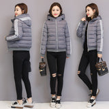 New short Chinese and American down cotton-padded clothes winter 2024 slim-fit hooded fashion cotton-padded clothes female students cotton-padded jacket tide