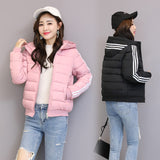 New short Chinese and American down cotton-padded clothes winter 2024 slim-fit hooded fashion cotton-padded clothes female students cotton-padded jacket tide