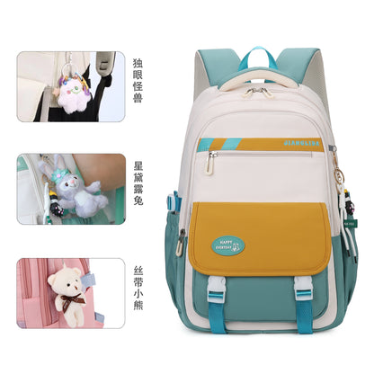 JLD New Junior's Schoolbag Girls Simple High Quality Ins Middle School Student Schoolbag Large Capacity Girl's Backpack