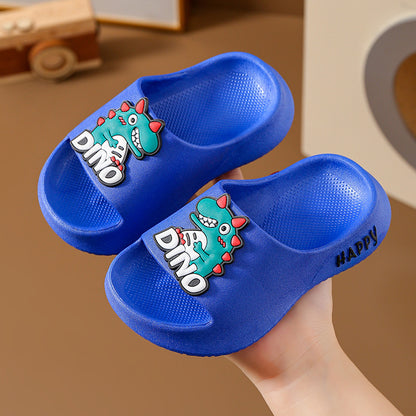 Dunnmall In Stock Wholesale Children's Slippers Summer Non-Slip Wear-Resistant Cute Cartoon Little Dinosaur Boys Baby's Bathroom Slippers