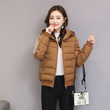 New short Chinese and American down cotton-padded clothes winter 2024 slim-fit hooded fashion cotton-padded clothes female students cotton-padded jacket tide