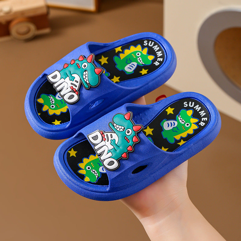 Dunnmall In Stock Wholesale Children's Slippers Summer Non-Slip Wear-Resistant Cute Cartoon Little Dinosaur Boys Baby's Bathroom Slippers