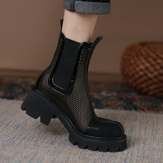 Thick Bottom Fashion Martin Boots Women's Summer New Mesh Breathable Fashion Boots Hollow out Niche Retro Sandal Boots Fashion Wholesale