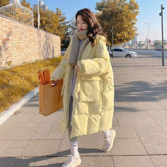 Down cotton clothes women's medium and long 2024 winter new Korean version loose cotton clothes thickened warm jacket tide