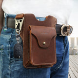DUNNMALL Suohu Genuine Leather Men's Belt Bag Business Retro Crazy Horse Leather Belt Multifunctional Outdoor Sports Phone Waist Bag