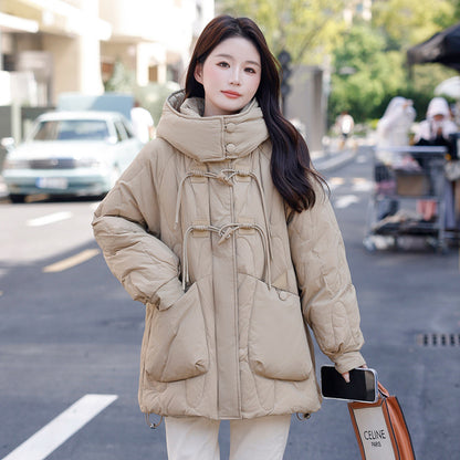 New Chinese plus size down jacket women's medium and long 2023 retro horn buckle fat mm100kg maternity coat