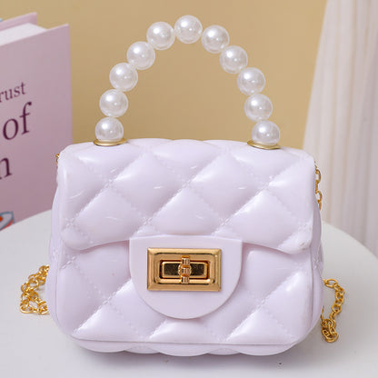 DUNNMALL Candy Color Southeast Asian Foreign Trade One-Shoulder Crossbody Chain Change Packet Pearl Tote Girl Rhombus Gel Bag