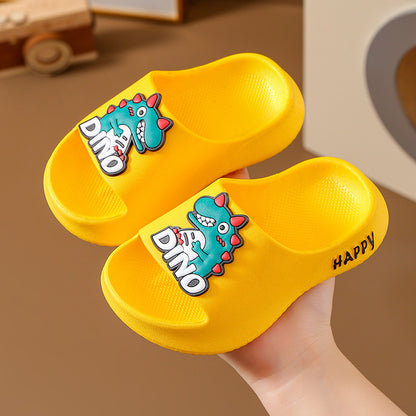 Dunnmall In Stock Wholesale Children's Slippers Summer Non-Slip Wear-Resistant Cute Cartoon Little Dinosaur Boys Baby's Bathroom Slippers