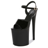 DUNNMALL  Patent Leather 20cm Special High Heels Stiletto Sexy Peep Toe Platform Platform High Heel Platform Shoes Super High Sandals Women's Summer