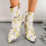 New HOTan and NEWn Flower High Heels Boots Cross-Border Fashion Stiletto Back Zipper Four Seasons Autumn Boots Women