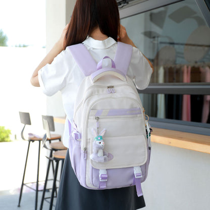 JLD New Junior's Schoolbag Girls Simple High Quality Ins Middle School Student Schoolbag Large Capacity Girl's Backpack