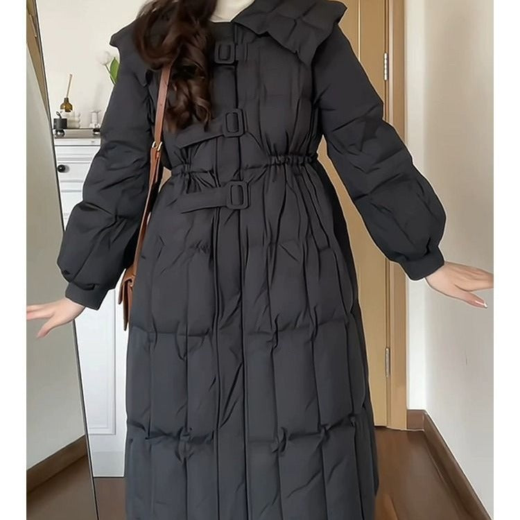 Down jacket women's winter 2023 new Korean version medium and long navy collar design sense foreign milk fufu jacket tide