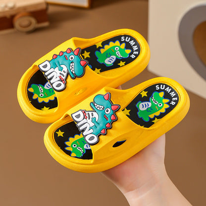 Dunnmall In Stock Wholesale Children's Slippers Summer Non-Slip Wear-Resistant Cute Cartoon Little Dinosaur Boys Baby's Bathroom Slippers