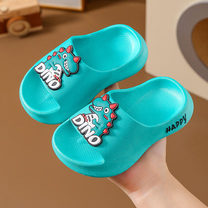 Dunnmall In Stock Wholesale Children's Slippers Summer Non-Slip Wear-Resistant Cute Cartoon Little Dinosaur Boys Baby's Bathroom Slippers