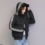 New short Chinese and American down cotton-padded clothes winter 2024 slim-fit hooded fashion cotton-padded clothes female students cotton-padded jacket tide