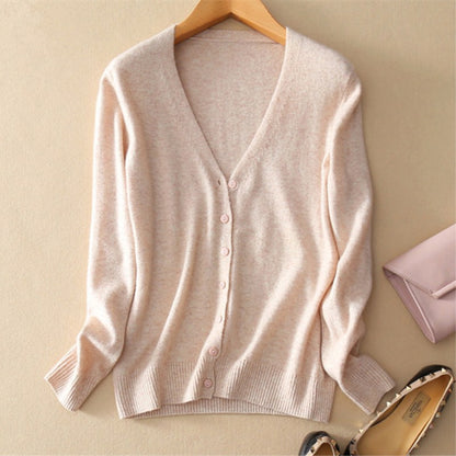 New autumn and winter new wool knitted cardigan women's sweater V-neck long-sleeved fashion jacket loose large size