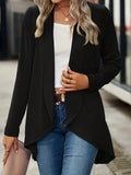 Shawl Collar Solid Jacket, Casual Open Front Long Sleeve Outerwear, Women's Clothing