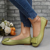 Chic Buckle-Embellished Slip-On Flats - Comfortable Soft Sole, Versatile Styling for Everyday Wear