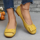 Chic Buckle-Embellished Slip-On Flats - Comfortable Soft Sole, Versatile Styling for Everyday Wear