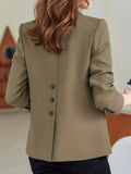 Solid Button Front Blazer, Casual Long Sleeve Lapel Blazer For Office, Women's Clothing