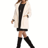 dunnmall Winter Warm Plush Loose Coat, Casual Long Sleeve Fashion Teddy Outerwear, Women's Clothing