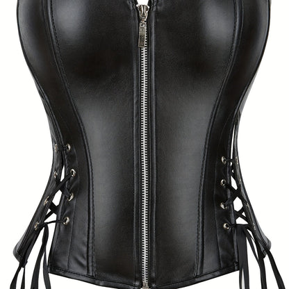 Women's Floral Jacquard Zip Up Front Lace Up Back Underbust Corset