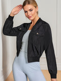 Solid Zip Up Jacket, Casual Long Sleeve Drop Shoulder Outwear, Women's Clothing