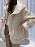 Women's Maternity Solid Fleece Hooded Jacket Fashion Fleece Thick Casual Hoodies Fall Winter, Pregnant Women's Clothing