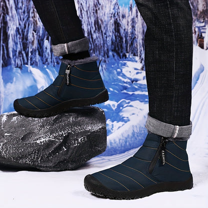 Winter Explorers Dream Boots - High-Top, Double-Zippered, Anti-Skid, Windproof, Fuzzy Lined, Trendy Ankle Boots for Men - Perfect for Outdoor Walking, Running, Hiking in Autumn and Winter