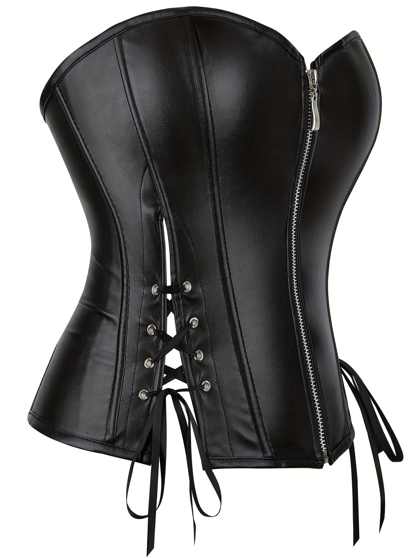 Women's Floral Jacquard Zip Up Front Lace Up Back Underbust Corset