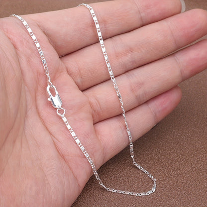 1PCS  High-grade European Style Flat Necklace with Silver Star Plate 2MM Silver Plated Necklace Chain 16-30 Inches for Women's Daily Wedding Party Wearing or Gift