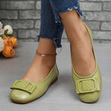 Chic Buckle-Embellished Slip-On Flats - Comfortable Soft Sole, Versatile Styling for Everyday Wear