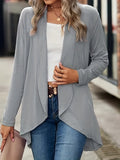 Shawl Collar Solid Jacket, Casual Open Front Long Sleeve Outerwear, Women's Clothing