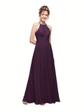 ALICEPUB Plus Size Keyhole Chiffon Bridesmaid Dresses Long Formal Party Dress For Women Wedding